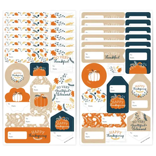 Big Dot of Happiness Happy Thanksgiving - Assorted Fall Harvest Party Gift Tag Labels - To and From Stickers - 12 Sheets - 120 Stickers {1}