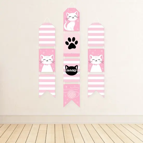 Big Dot of Happiness Purr-FECT Kitty Cat - Hanging Vertical Paper Door Banners - Kitten Baby Shower Birthday Party Wall Decor Kit - Indoor Door Decor {4}