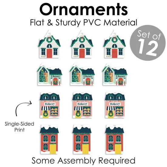 Big Dot of Happiness Christmas Village - Holiday Winter Houses Decorations - Christmas Tree Ornaments - Set of 12 {6}