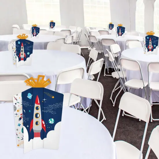 Big Dot of Happiness Blast Off to Outer Space - Table Decorations - Rocket Ship Baby Shower or Birthday Party Fold and Flare Centerpieces - 10 Count {6}