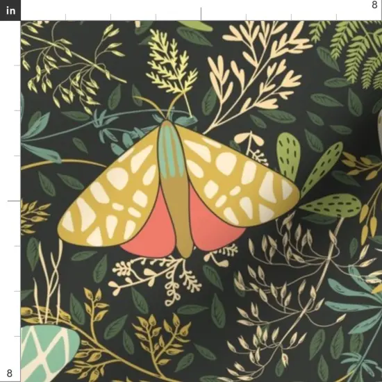 Various Fabrics by the Yard or Fat Quarter Moths Butterflies Green Leaves Nature Botanical Fantasy Garden Insects Botany Custom Printed Fabric by Spoonflower {4}