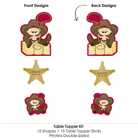 Big Dot of Happiness Little Cowboy - Western Baby Shower or Birthday Party Centerpiece Sticks - Table Toppers - Set of 15 {6}