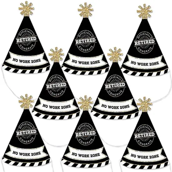 Big Dot of Happiness Happy Retirement - Mini Cone Retirement Party Hats - Small Little Party Hats - Set of 8 {1}