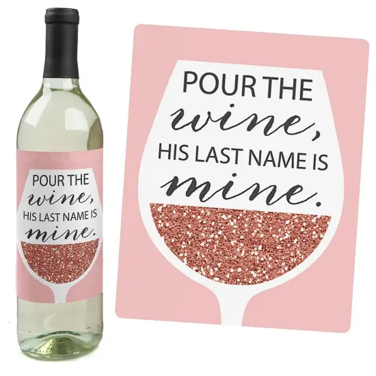Big Dot of Happiness Bride Squad - Rose Gold Bridal Shower or Bachelorette Party Decorations for Women - Wine Bottle Label Stickers - Set of 4 {6}
