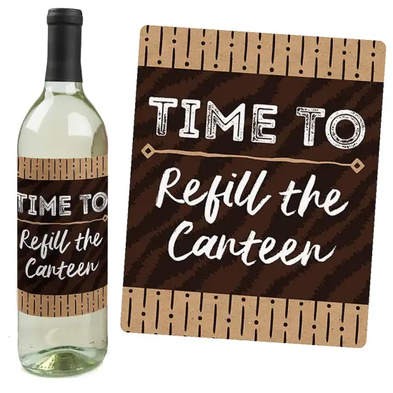 Big Dot of Happiness Wild Safari - Jungle Adventure Baby Shower or Birthday Party Decorations for Women & Men - Wine Bottle Label Stickers - Set of 4 {3}