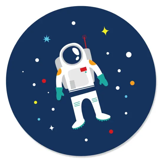 Big Dot of Happiness Blast Off to Outer Space - Rocket Ship Baby Shower or Birthday Party Circle Sticker Labels - 24 Count {1}