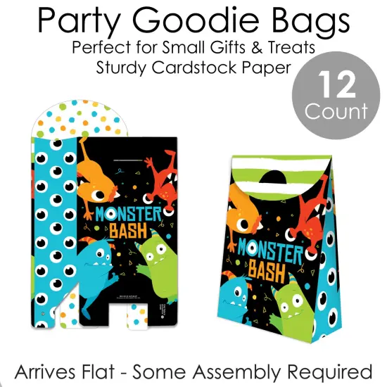 Big Dot of Happiness Monster Bash - Little Monster Birthday or Baby Shower Gift Favor Bags - Party Goodie Boxes - Set of 12 {7}