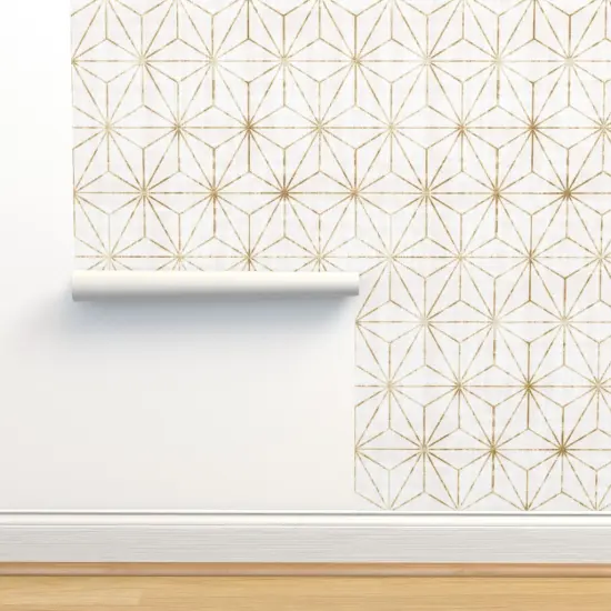 Peel & Stick Wallpaper 2FT Wide Geometric Stars Faux Gold Look Shibori Triangles Boho Abstract Distressed Custom Removable Wallpaper by Spoonflower {2}