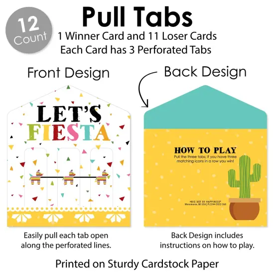 Big Dot of Happiness Let's Fiesta - Fiesta Game Pickle Cards - Pull Tabs 3-in-a-Row - Set of 12 {6}