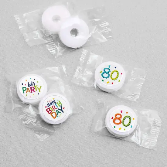 Big Dot of Happiness 80th Birthday - Cheerful Happy Birthday - Eightieth Round Candy Sticker Favors - Labels Fits Chocolate Candy (1 sheet of 108) {4}