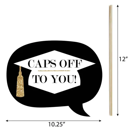 Big Dot of Happiness Funny Gold Graduation Party Photo Booth Props Kit - 10 Piece {4}