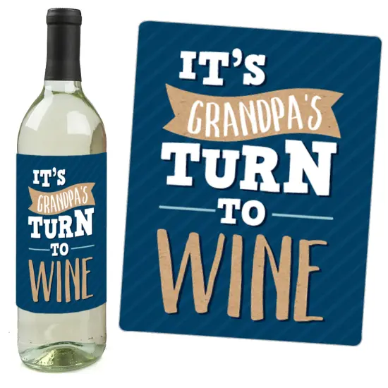 Big Dot of Happiness Grandpa, Happy Father's Day - We Love Grandfather Decorations for Men - Wine Bottle Label Stickers - Set of 4 {6}