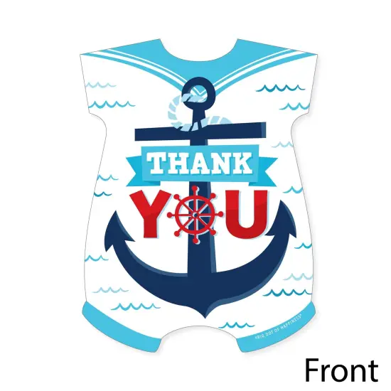 Big Dot of Happiness Ahoy It's a Boy - Shaped Thank You Cards - Nautical Baby Shower Thank You Note Cards with Envelopes - Set of 12 {4}
