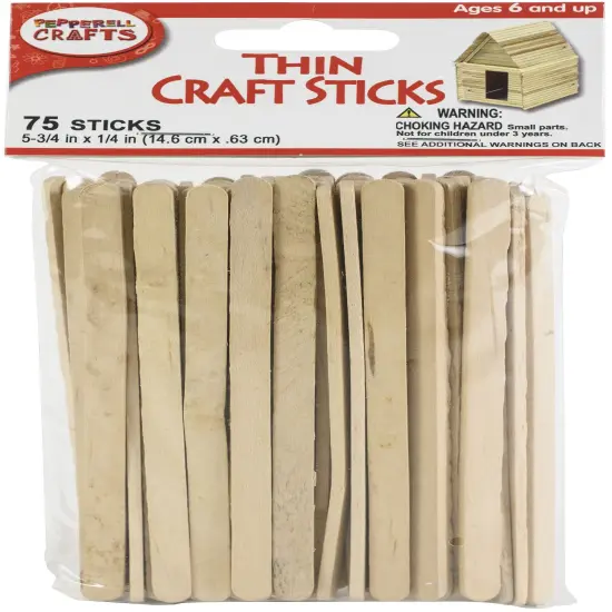 Pepperell Crafts Thin Craft Sticks 75/Pkg-5.75"X0.25" {1}
