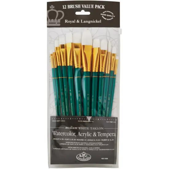 Royal & Langnickel(R) White Taklon Value Pack Brush Set-12/Pkg {1}