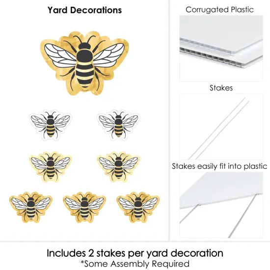 Big Dot of Happiness Little Bumblebee - Yard Sign and Outdoor Lawn Decorations - Bee Baby Shower or Birthday Party Yard Signs - Set of 8 {6}