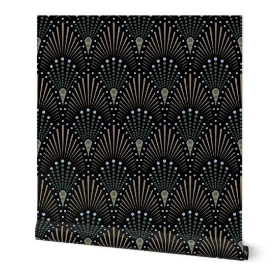 Peel & Stick Wallpaper 2FT Wide 1920S Glam Boho Jungle Geometric Luxury Custom Removable Wallpaper by Spoonflower {7}