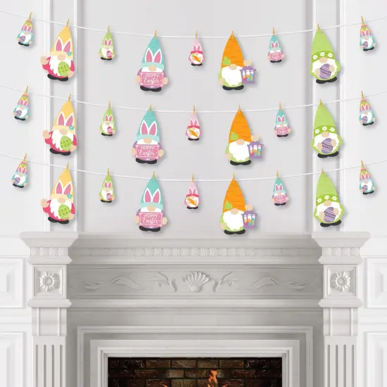 Big Dot of Happiness Easter Gnomes - Spring Bunny Party DIY Decorations - Clothespin Garland Banner - 44 Pieces {4}