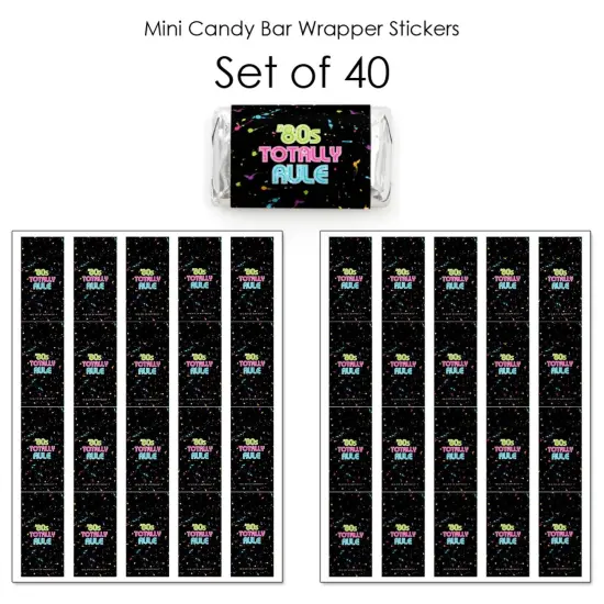Big Dot of Happiness 80's Retro - Mini Candy Bar Wrapper Stickers - Totally 1980s Party Small Favors - 40 Count {4}