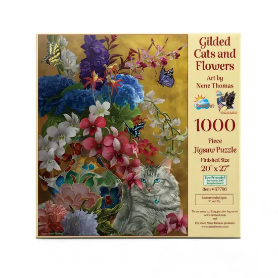 Sunsout Gilded Cats And Flowers 1000 pc Jigsaw Puzzle 67796 {4}