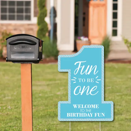 Big Dot of Happiness 1st Birthday Boy - Fun to be One - Party Decorations - First Birthday Party Welcome Yard Sign {3}