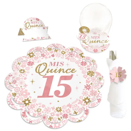 Big Dot of Happiness Mis Quince Anos - Quinceanera Sweet 15 Birthday Party Paper Charger and Table Decorations - Chargerific Kit - Place Setting for 8 {1}