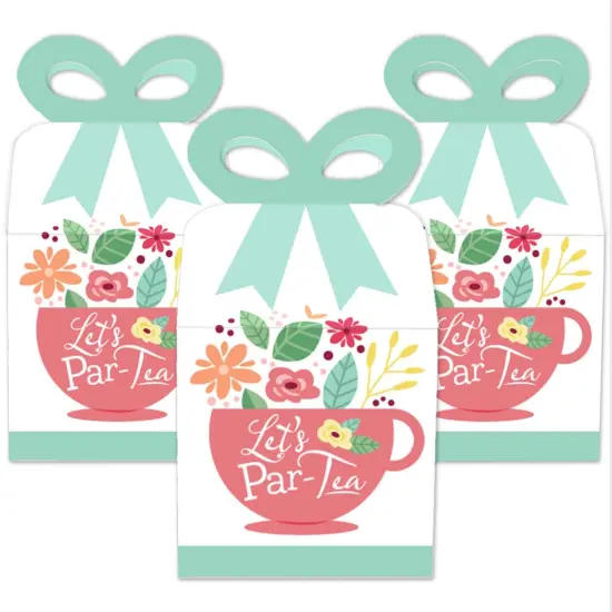 Big Dot of Happiness Floral Let's Par-Tea - Square Favor Gift Boxes - Garden Tea Party Bow Boxes - Set of 12 {3}