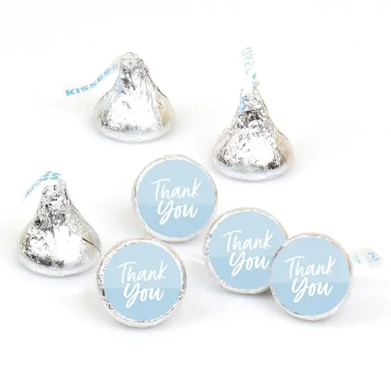 Big Dot of Happiness Dusty Blue Elegantly Simple - Guest Party Favors Round Candy Sticker Favors - Labels Fits Chocolate Candy (1 sheet of 108) {1}
