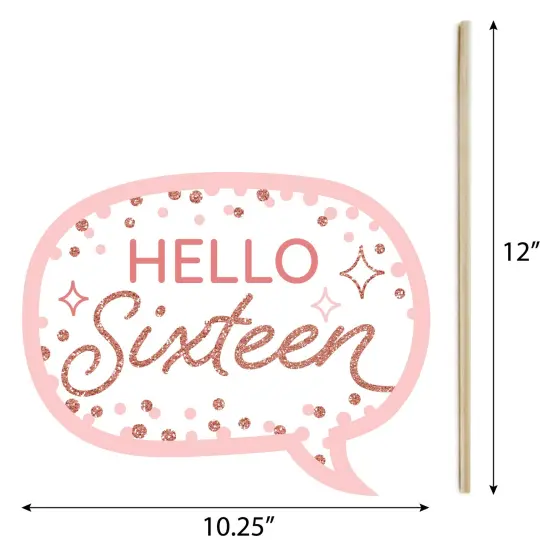 Big Dot of Happiness 16th Pink Rose Gold Birthday - Happy Birthday Party Photo Booth Props Kit - 20 Count {7}