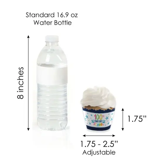 Big Dot of Happiness Happy 100th Day of School - Cupcake Decoration - 100 Days Party Cupcake Wrappers and Treat Picks Kit - Set of 24 {7}