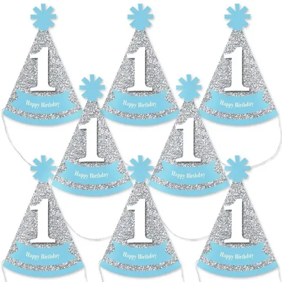 Big Dot of Happiness 1st Birthday Boy - Fun To Be One - Mini Cone First Birthday Party Hats - Small Little Party Hats - Set of 8 {1}