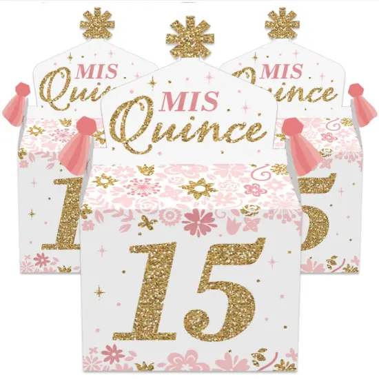Big Dot of Happiness Mis Quince Anos - Treat Box Party Favors - Quinceanera Sweet 15 Birthday Party Goodie Gable Boxes - Set of 12 {3}