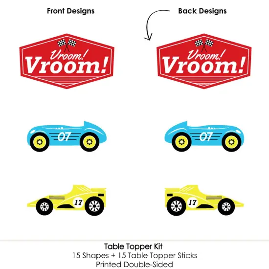 Big Dot of Happiness Let's Go Racing - Racecar - Race Car Birthday Party or Baby Shower Centerpiece Sticks - Table Toppers - Set of 15 {6}