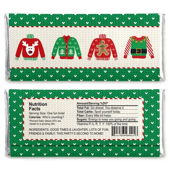 Big Dot of Happiness Ugly Sweater - Candy Bar Wrapper Holiday and Christmas Party Favors - Set of 24 {3}