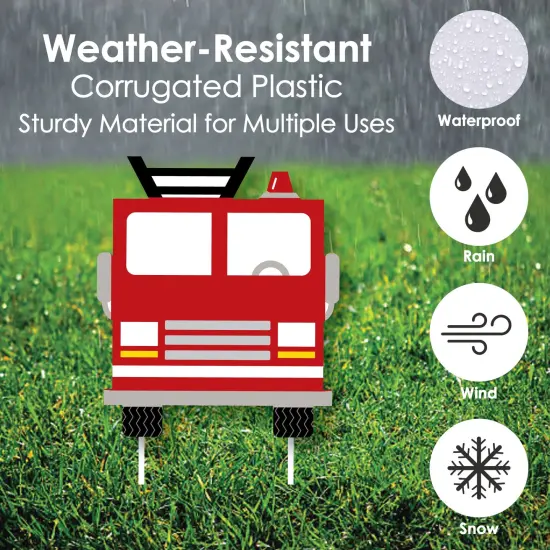 Big Dot of Happiness Fired Up Fire Truck - Yard Sign and Outdoor Lawn Decorations - Firefighter Baby Shower or Birthday Party Yard Signs - Set of 8 {4}