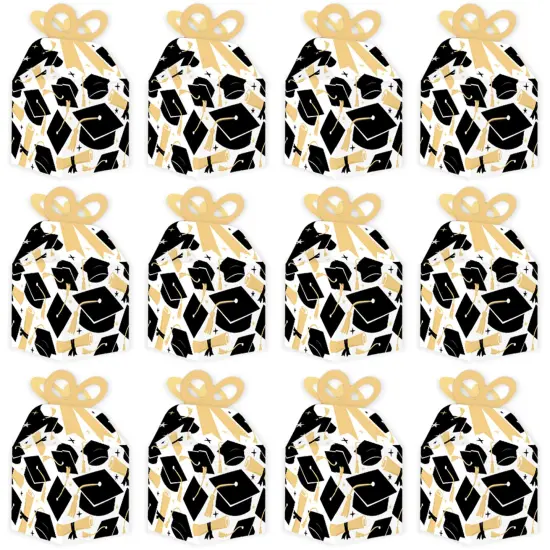 Big Dot of Happiness Goodbye High School, Hello College - Square Favor Gift Boxes - Graduation Party Bow Boxes - Set of 12 {6}