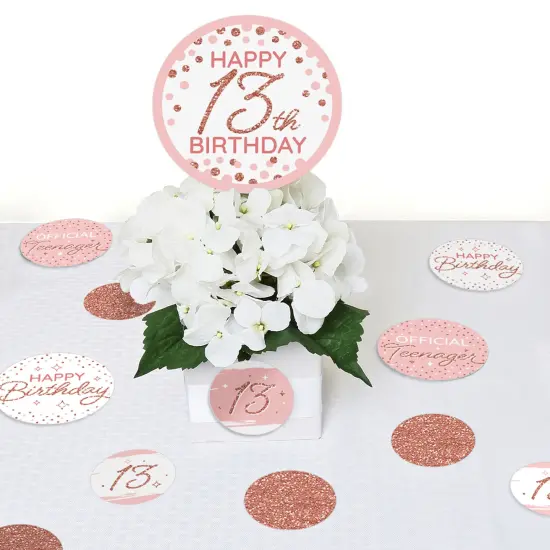 Big Dot of Happiness 13th Pink Rose Gold Birthday - Happy Birthday Party Giant Circle Confetti - Party Decorations - Large Confetti 27 Count {7}