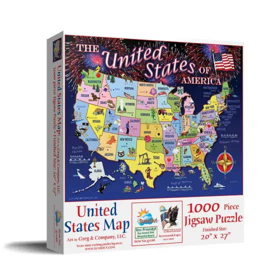 Sunsout United States Map 1000 pc Fourth of July Jigsaw Puzzle 37266 {3}