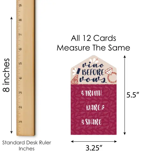 Big Dot of Happiness Vino Before Vows - Winery Bridal Shower or Bachelorette Party Game Pickle Cards - Truth, Dare, Share Pull Tabs - Set of 12 {6}