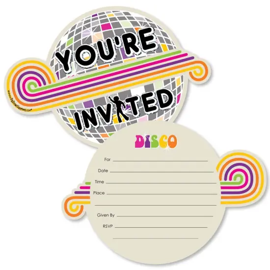 Big Dot of Happiness 70's Disco - Shaped Fill-in Invitations - 1970s Disco Fever Party Invitation Cards with Envelopes - Set of 12 {1}