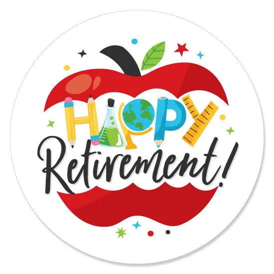Big Dot of Happiness Teacher Retirement - Happy Retirement Party Circle Sticker Labels - 24 Count {1}