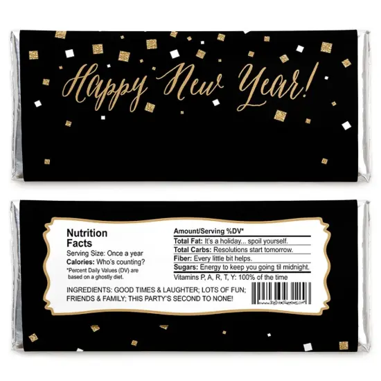 Big Dot of Happiness New Year's Eve - Gold - New Years Eve Party Candy Bar Wrappers Party Favors - Set of 24 {3}