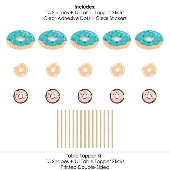 Big Dot of Happiness Donut Worry, Let's Party - Doughnut Party Centerpiece Sticks - Table Toppers - Set of 15 {7}