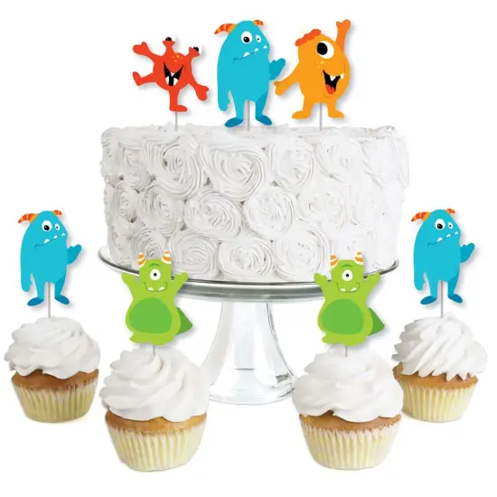 Big Dot of Happiness Monster Bash - Dessert Cupcake Toppers - Little Monster Birthday Party or Baby Shower Clear Treat Picks - Set of 24 {1}