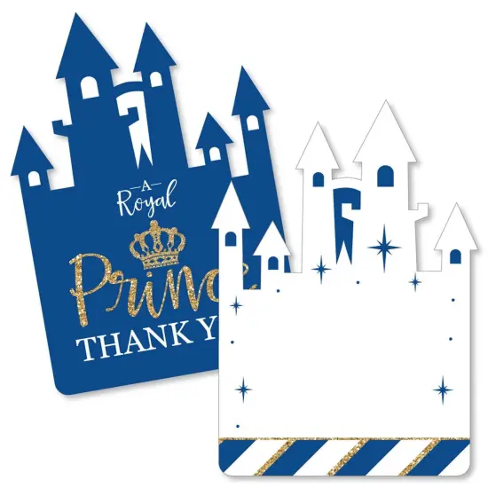 Big Dot of Happiness Royal Prince Charming - Shaped Thank You Cards - Baby Shower or Birthday Party Thank You Note Cards with Envelopes - Set of 12 {1}