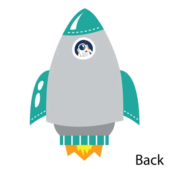 Big Dot of Happiness Blast Off to Outer Space - Shaped Thank You Cards - Rocket Ship Baby Shower Birthday Party Thank You Cards & Envelopes -Set of 12 {6}