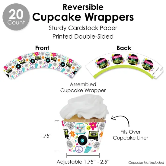 Big Dot of Happiness Through the Decades - 50s, 60s, 70s, 80s, and 90s Party Favors and Cupcake Kit - Fabulous Favor Party Pack - 100 Pieces {6}