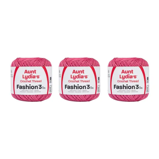 Aunt Lydia Fashion Warm Rose Crochet - 3 Pack of 150y/137m - Cotton - Gauge 3 - Crochet {1}