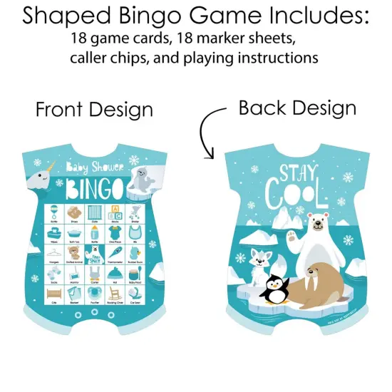 Big Dot of Happiness Arctic Polar Animals - Picture Bingo Cards and Markers - Winter Baby Shower Shaped Bingo Game - Set of 18 {4}