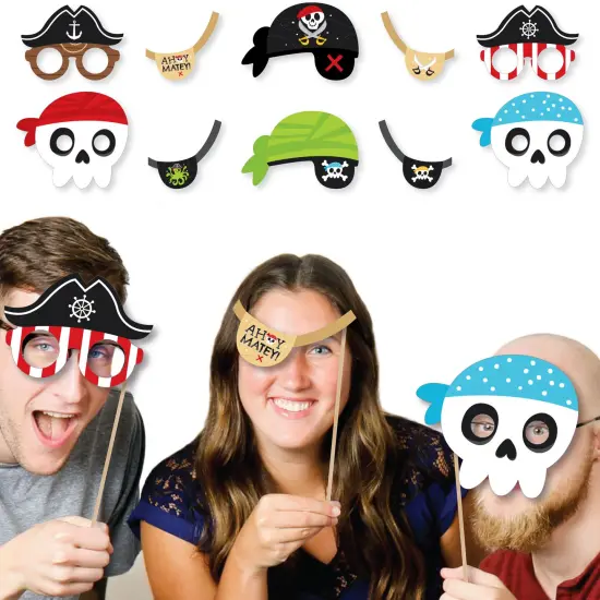Big Dot of Happiness Pirate Ship Adventures Glasses, Masks, and Headpieces - Paper Card Stock Skull Birthday Party Photo Booth Props Kit - 10 Count {3}